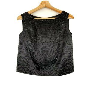 Vintage Mandarin Manufacturing Co Sz‎ 10 Black Sequin Cropped Back Zipper Top